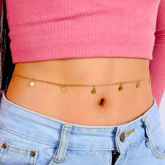 Boheme Accessories - New Gold Flat Disc Decorated Waist Belly Chain